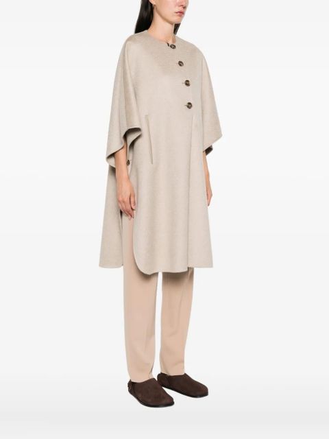 Max Mara button-fastening cashmere cape coat - Neutrals