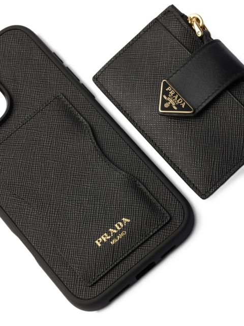 Prada Saffiano leather iPhone 16 Pro Max case - Black