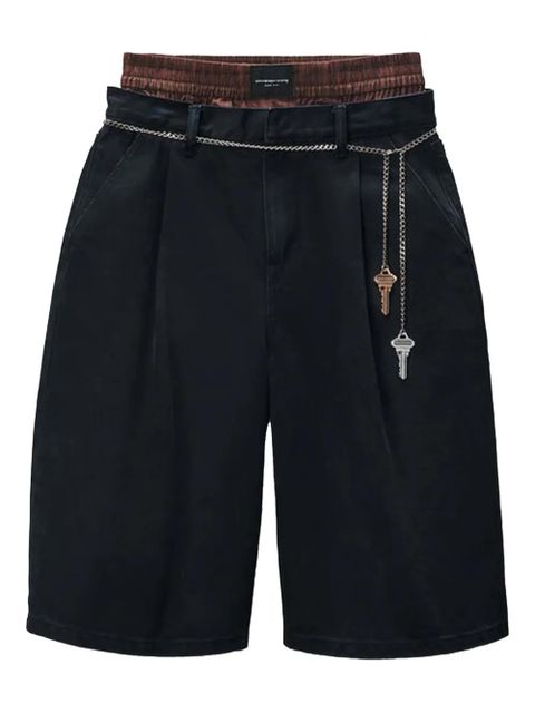 Alexander Wang pleated chain-embellished shorts - Black