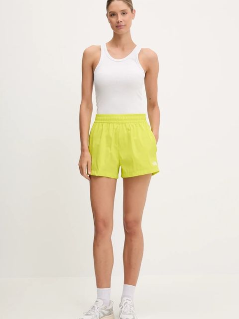 The North Face szorty Class V Pathfinder damskie kolor zielony gładkie high waist NF0A8BJ1JE31