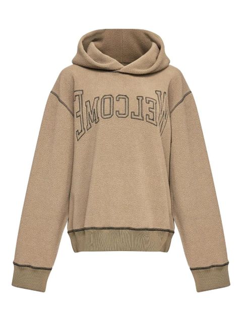 MM6 Maison Margiela slogan-embroidered hoodie - Neutrals - zdjęcie produktu nr 1