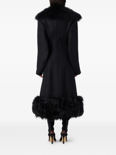 Blumarine faux-fur-trimmed coat - Black