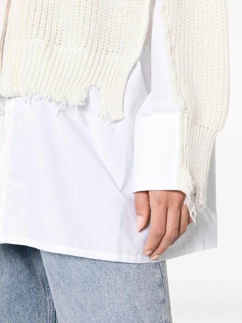 MM6 Maison Margiela distressed-finish shirt-underlayer jumper - White