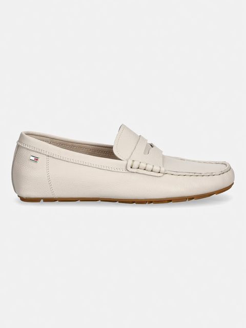 Tommy Hilfiger mokasyny damskie skórzane FLAG LEATHER DRIVER LOAFER - zdjęcie produktu nr 1
