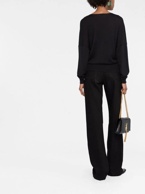 Saint Laurent plunging V-neck knit top - Black