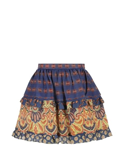 Valentino Garavani mini Medaglioni Voyage Imaginaire linen skirt - Blue - zdjęcie produktu nr 1