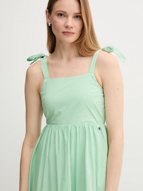 Pepe Jeans sukienka kolor zielony midi rozkloszowana PL953749