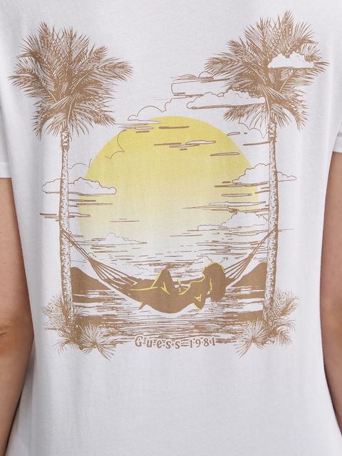 Guess t-shirt bawełniany damski kolor biały W5YI35 K9RM1