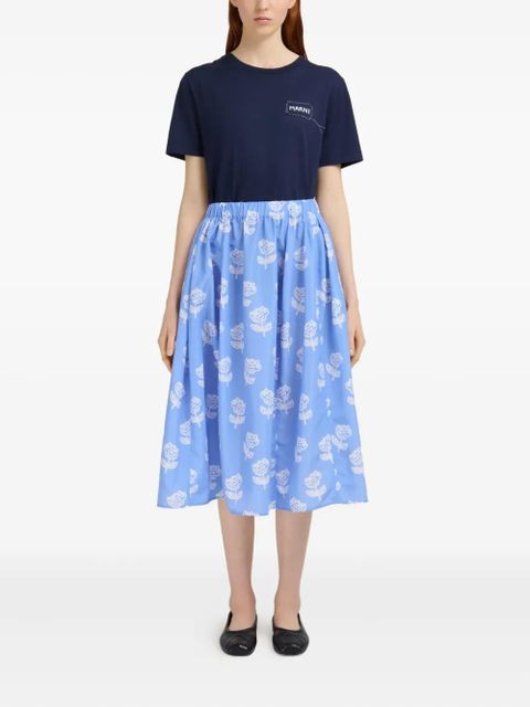 Marni floral-print midi skirt - Blue