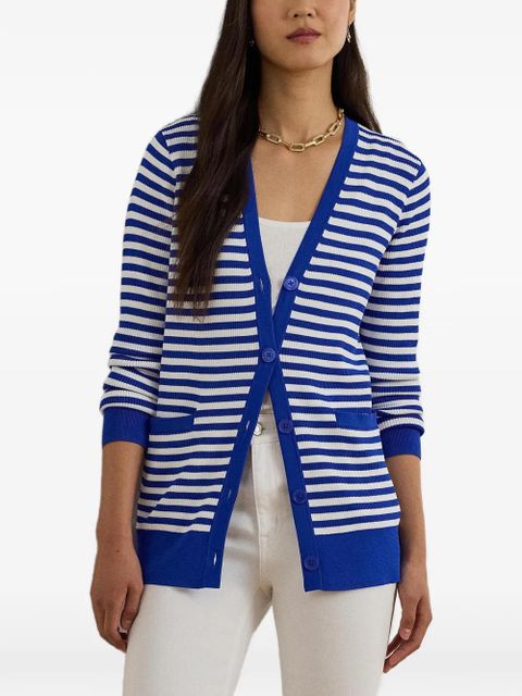 Lauren Ralph Lauren striped ribbed-knit cardigan - Blue