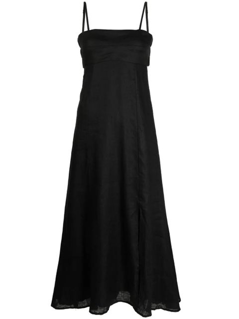 Faithfull the Brand square-neck linen midi dress - Black - zdjęcie produktu nr 1