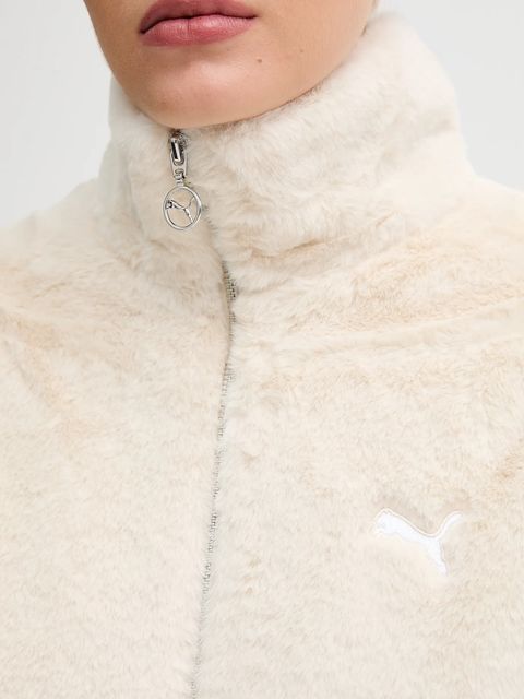 Puma kurtka kolor beżowy przejściowa oversize 632169