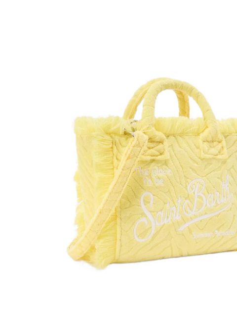 MC2 Saint Barth mini Vanity zebra-embossed frayed tote bag - Yellow