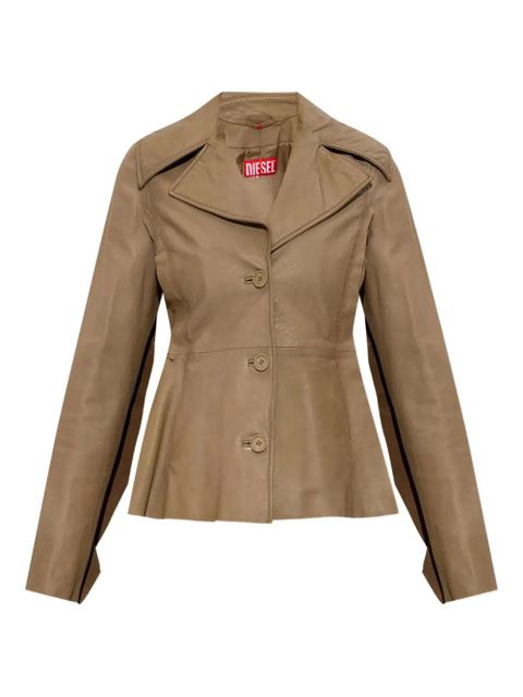 Diesel button-fastening flared leather jacket - Neutrals - zdjęcie produktu nr 1