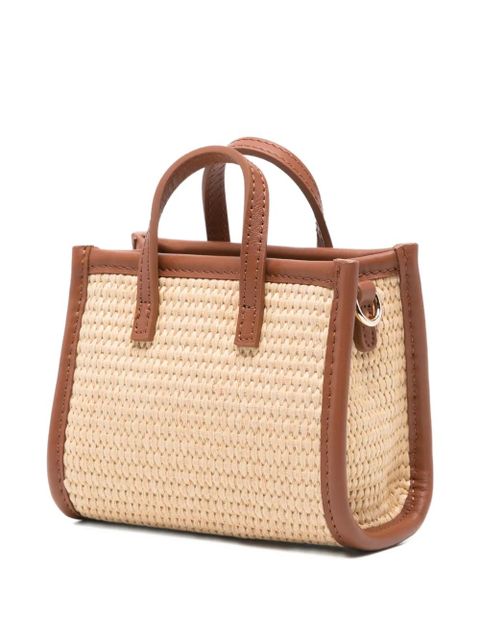 MC2 Saint Barth micro Vivian logo-embroidered woven tote bag - Neutrals