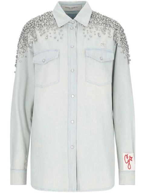 Golden Goose crystal-embellished shirt - Blue - zdjęcie produktu nr 1