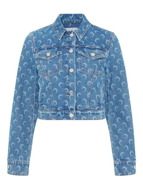 Marine Serre Moon-print denim jacket - Blue - zdjęcie produktu nr 1