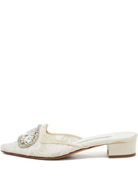 Manolo Blahnik pre-owned 35mm lace mules - White - zdjęcie produktu nr 1