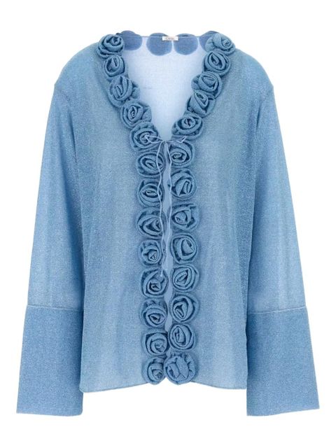 Oséree rose-embellished lurex cardigan - Blue - zdjęcie produktu nr 1