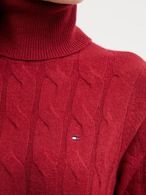 Tommy Hilfiger sukienka z dodatkiem wełny kolor bordowy maxi prosta WW0WW46429