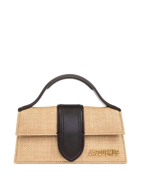Jacquemus Bambino leather-trimmed woven mini bag - Neutrals