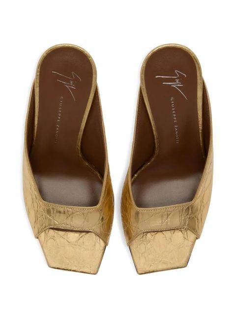 Giuseppe Zanotti 105mm Mya crocodile-print square-toe sandals - Gold