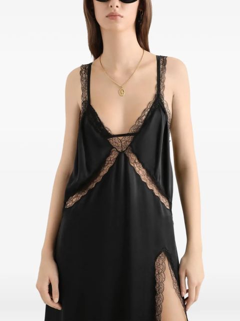 Dolce & Gabbana lace-trim split midi dress - Black