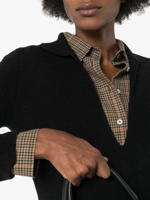 Jil Sander Collared v-neck knit jumper - Black