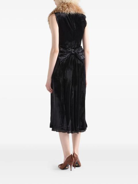 Prada fur-collar bow-detail dress - Black - zdjęcie produktu nr 2