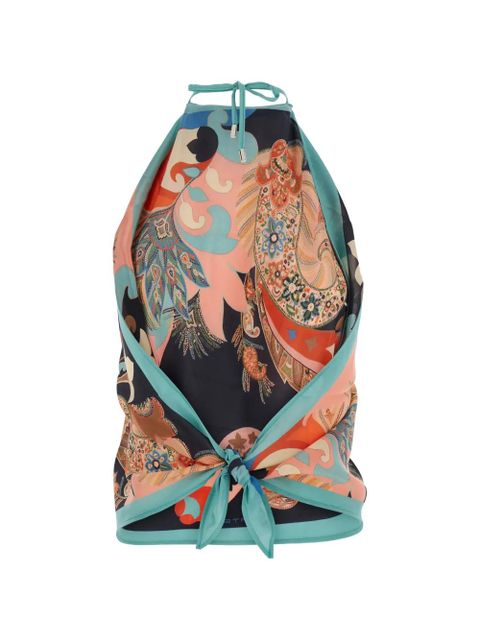 ETRO paisley knot-fastening halterneck top - Black - zdjęcie produktu nr 2