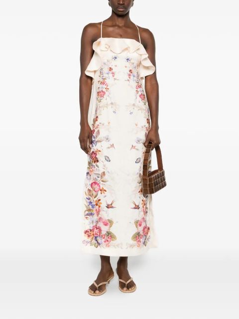 ZIMMERMANN Patience Frill midi dress - Neutrals