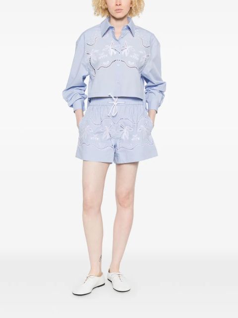 SANDRO broderie-anglaise-embroidered shorts - Blue - zdjęcie produktu nr 2
