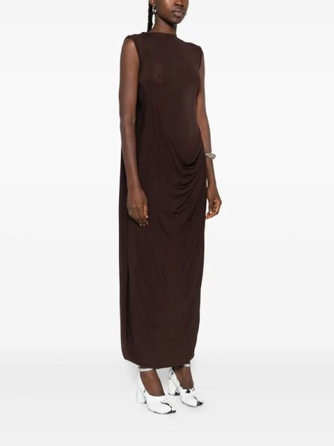 Jean Paul Gaultier draped sleeveless maxi dress - Brown