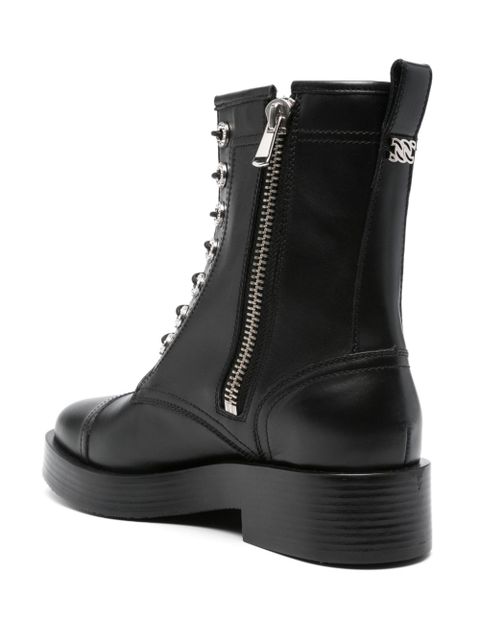Casadei leather combat boots - Black - zdjęcie produktu nr 2