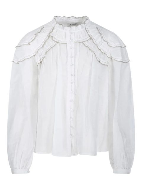 MARANT ÉTOILE Christa ruffled high-neck blouse - White - zdjęcie produktu nr 1