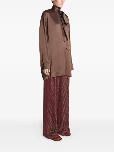 DRIES VAN NOTEN tie-neck blouse - Brown - zdjęcie produktu nr 2