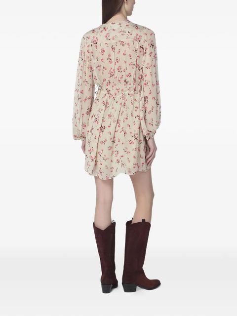 ISABEL MARANT floral V-neck mini dress - Neutrals