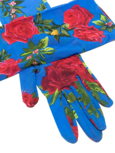 Magda Butrym floral-print gloves - Blue