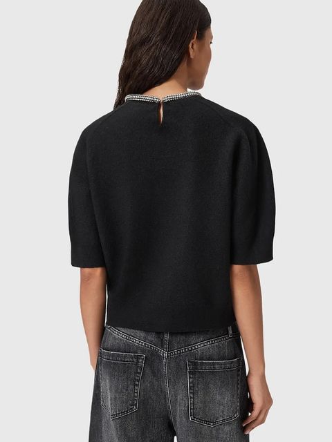 AllSaints t-shirt wełniany ODELL damskie kolor czarny W049KD