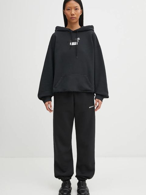 MM6 Maison Margiela bluza bawełniana damska kolor czarny z kapturem gładka S62GU0142.M25024.899