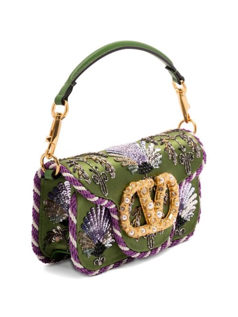 Valentino Garavani small Locò floral-embroidered VLogo-signature tote bag - Green