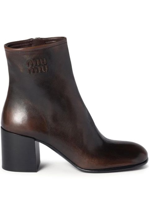 Miu Miu block-heel leather boots - Brown - zdjęcie produktu nr 1