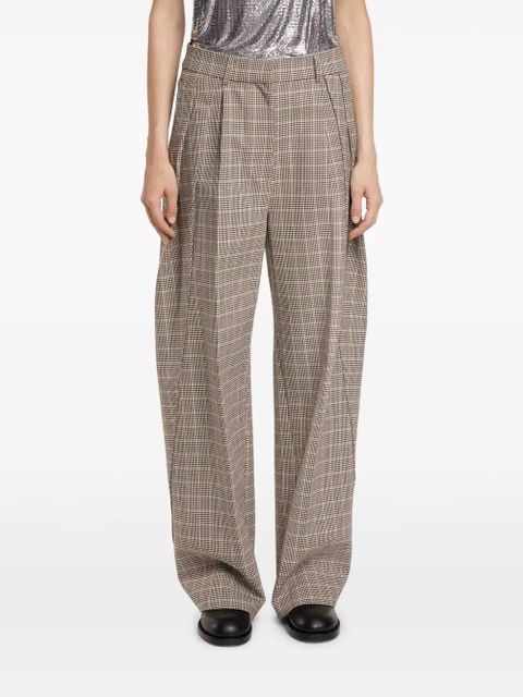 Rabanne checked pleated wide-leg trousers - Neutrals - zdjęcie produktu nr 1
