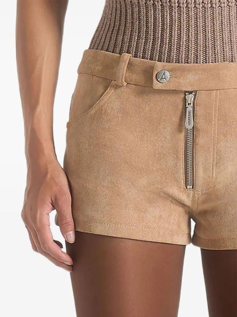 Manière De Voir Fara suede zip shorts - Neutrals