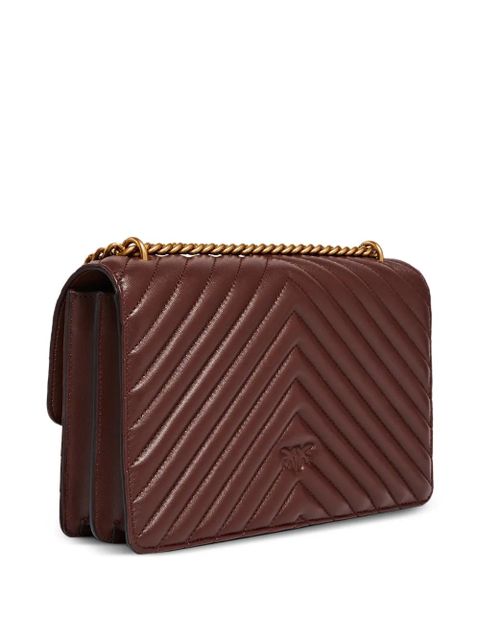 PINKO medium Love One chevron chain shoulder bag - Brown