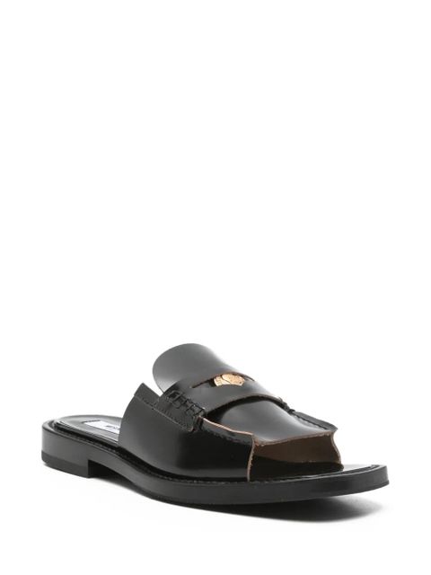 Moschino square-toe flat sandals - Black