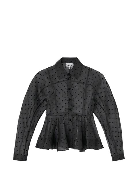 GANNI polka-dot peplum jacket - Black - zdjęcie produktu nr 1