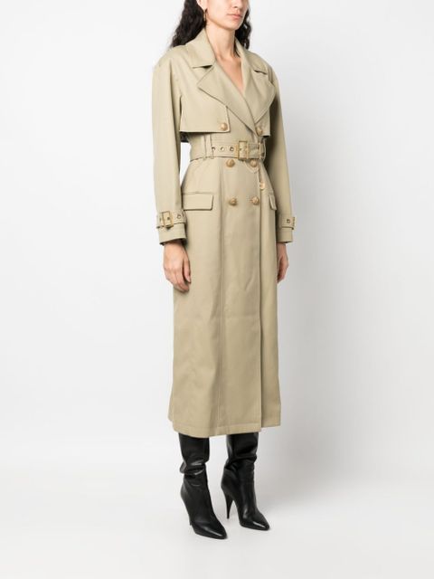 Balmain embellished gabardine trench coat - Neutrals