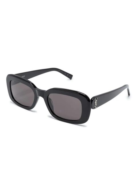 Saint Laurent Eyewear logo-plaque rectangle-frame sunglasses - Black - zdjęcie produktu nr 2