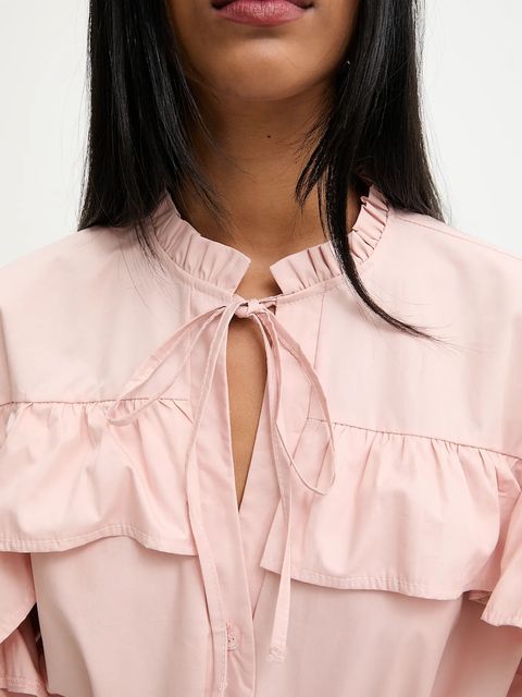 Answear.LAB koszula damska kolor różowy relaxed z wiązanym dekoltem